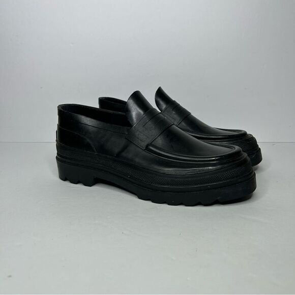 Vintage Eddie Bauer Black Chunky Platform Loafers Slip-On Shoes 7 Rubber - Picture 2 of 9